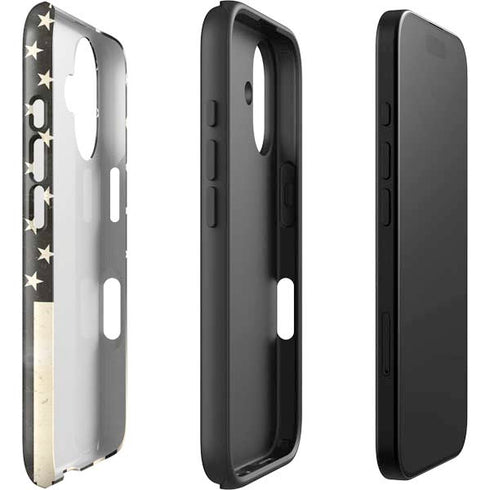 Black & White USA Flag iPhone 16 Plus Impact Case
