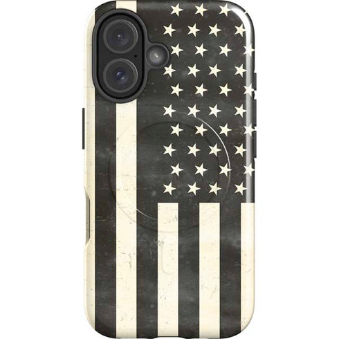 Black & White USA Flag iPhone 16 Plus Magsafe Impact Case