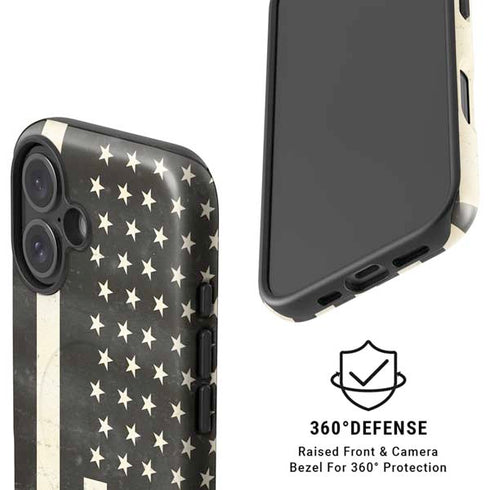 Black & White USA Flag iPhone 16 Plus Magsafe Impact Case