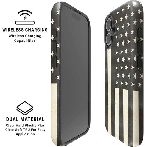 Black & White USA Flag iPhone 16 Plus Magsafe Impact Case