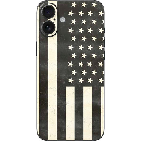 Black & White USA Flag iPhone 16 Plus Skin