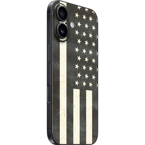 Black & White USA Flag iPhone 16 Plus Skin