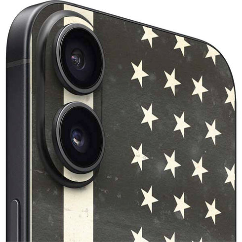 Black & White USA Flag iPhone 16 Plus Skin