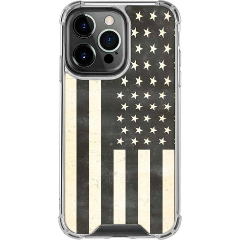 Black & White USA Flag iPhone 16 Pro Clear Case