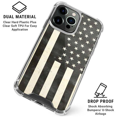 Black & White USA Flag iPhone 16 Pro Clear Case