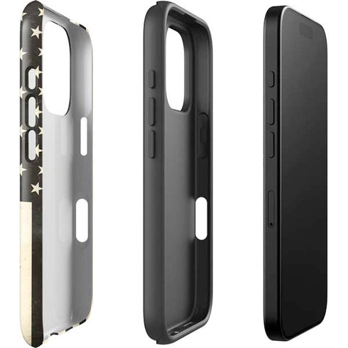 Black & White USA Flag iPhone 16 Pro Impact Case