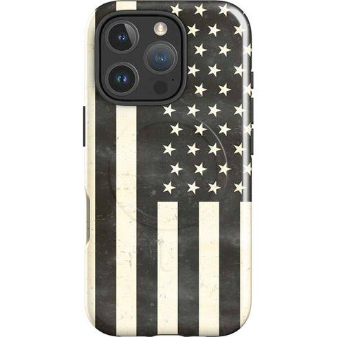 Black & White USA Flag iPhone 16 Pro Magsafe Impact Case