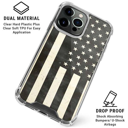 Black & White USA Flag iPhone 16 Pro Max Clear Case
