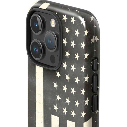Black & White USA Flag iPhone 16 Pro Max Impact Case