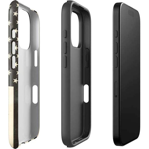 Black & White USA Flag iPhone 16 Pro Max Impact Case