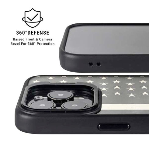 Black & White USA Flag iPhone 16 Pro Max Kickstand Case