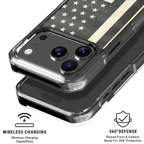 Black & White USA Flag iPhone 18 Pro Clear Case