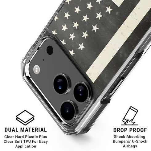 Black & White USA Flag iPhone 18 Pro Clear Case