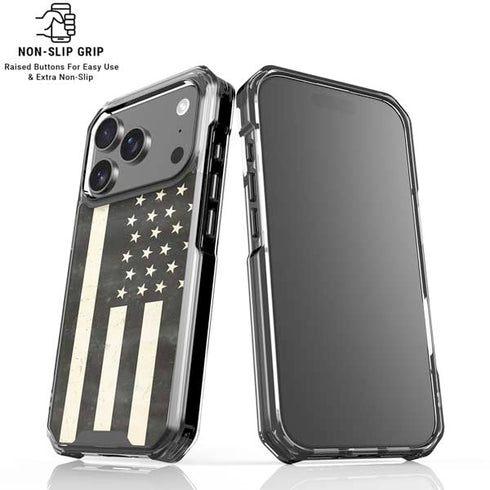 Black & White USA Flag iPhone 18 Pro Clear Case