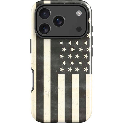 Black & White USA Flag iPhone 18 Pro Impact Case