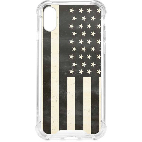 Black & White USA Flag iPhone XS Clear Case