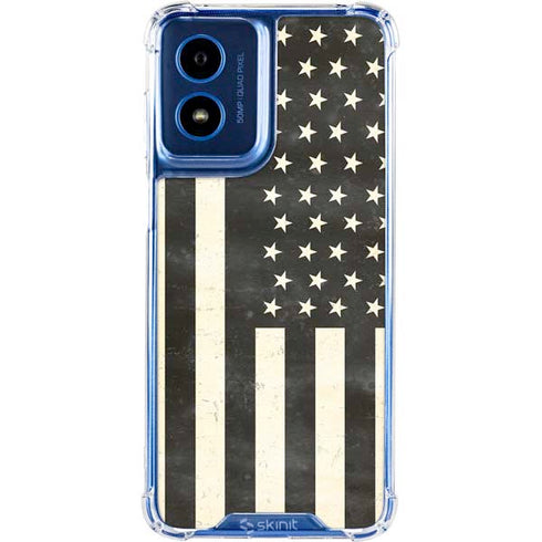 Black & White USA Flag Moto G Play 4G (2024) Clear Case