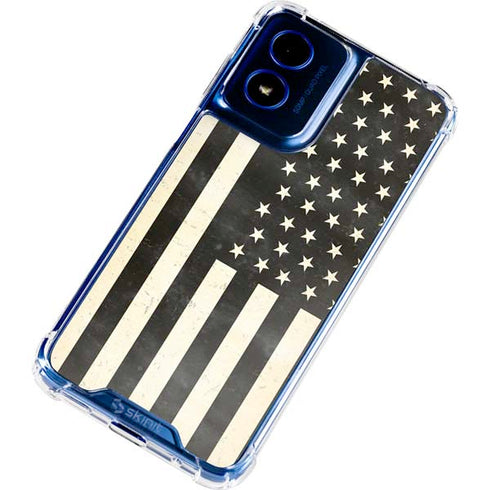 Black & White USA Flag Moto G Play 4G (2024) Clear Case