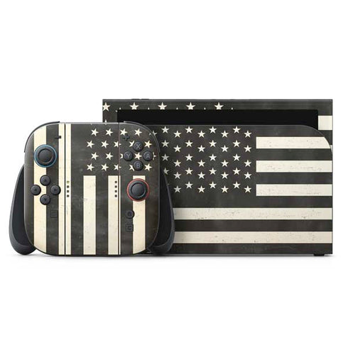 Black & White USA Flag Nintendo Skins