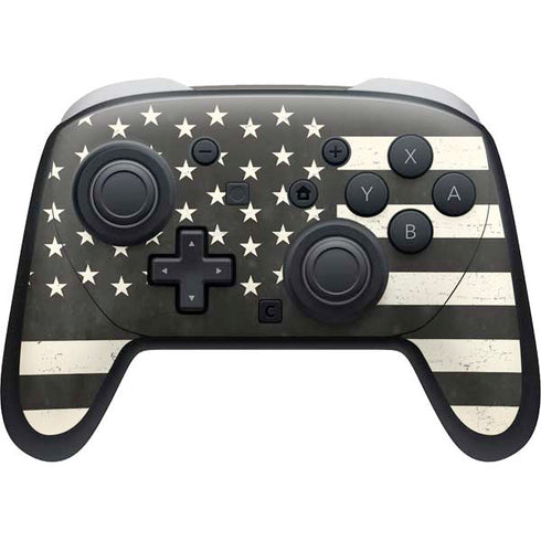 Black & White USA Flag Nintendo Switch 2 (2025) Pro Controller Skin