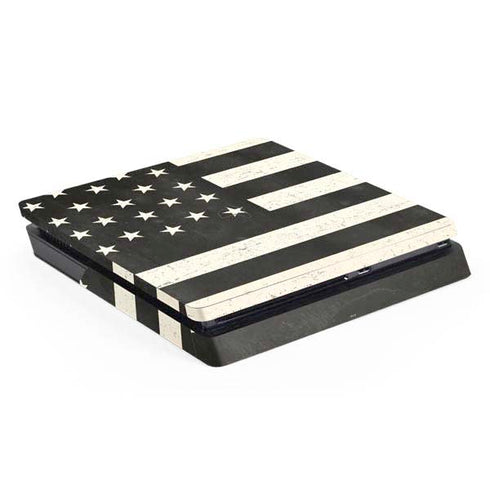 Black & White USA Flag PS4 Slim Skin