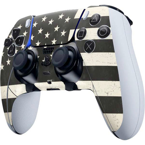 Black & White USA Flag PS5 DualSense Edge Pro Controller Skin