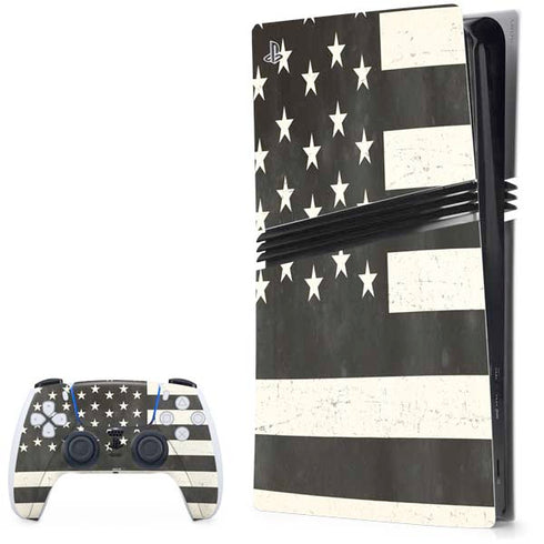 Black & White USA Flag PS5 Pro Bundle Skin