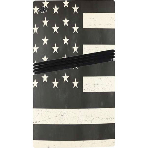 Black & White USA Flag PS5 Pro Disk Bundle Skin