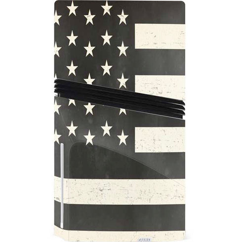 Black & White USA Flag PS5 Pro Disk Bundle Skin