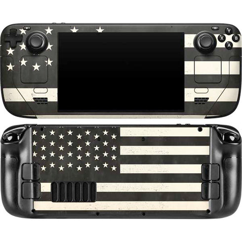 Black & White USA Flag Steam Deck Handheld Gaming Computer OLED Skin