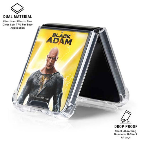 DC Comics Black Adam Movie Charcater Poster Galaxy Z Flip7 Clear Case