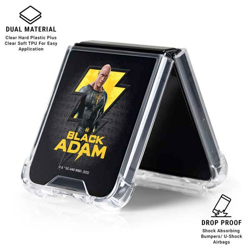 DC Comics Black Adam Movie Art Character and logo Galaxy Z Flip6 Clear Case