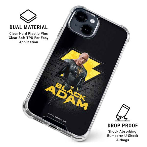 DC Comics Black Adam Movie Art Character and logo iPhone 15 Clear Case
