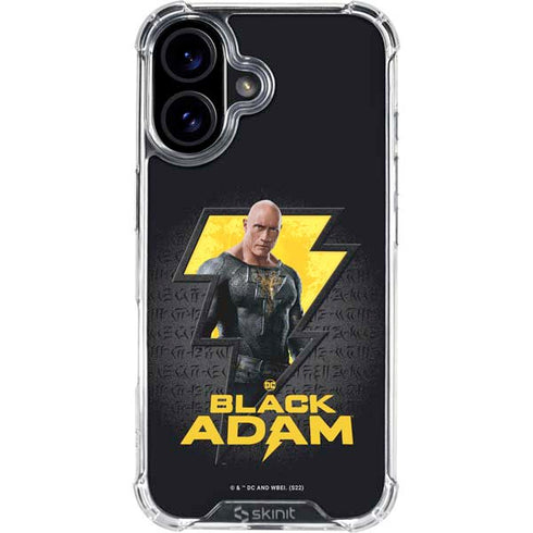 DC Comics Black Adam Movie Art Character and logo iPhone 16 Plus Clear Case