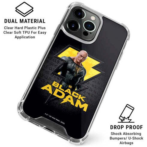 DC Comics Black Adam Movie Art Character and logo iPhone 16 Pro Max Clear Case