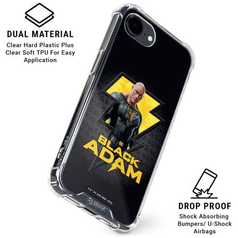 DC Comics Black Adam Movie Art Character and logo iPhone 16e Clear Case