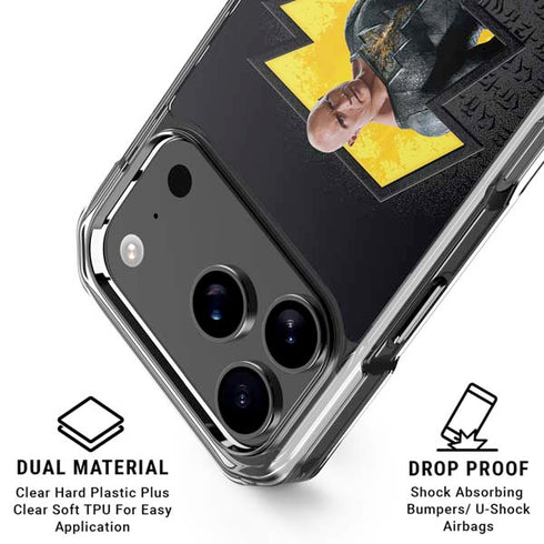 DC Comics Black Adam Movie Art Character and logo iPhone 18 Pro Clear Case