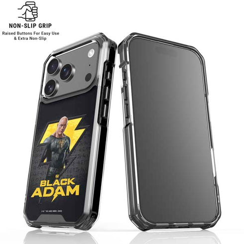 DC Comics Black Adam Movie Art Character and logo iPhone 18 Pro Clear Case