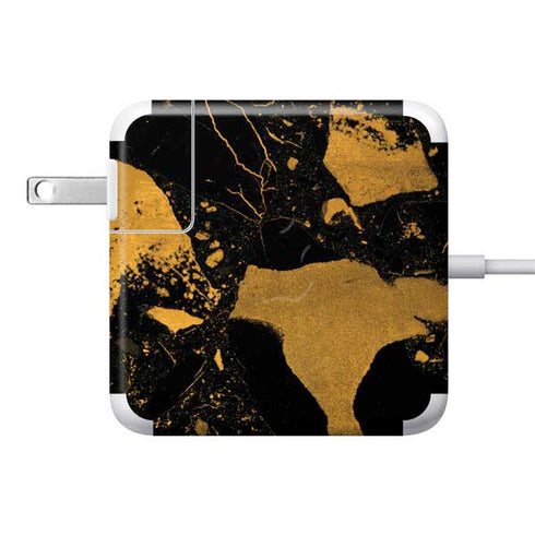 Black and Gold Scattered Marble 85W Power Adapter (15 and 17 inch MacBook Pro Charger) Skin