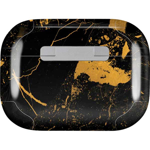 Black and Gold Scattered Marble AirPods Skins