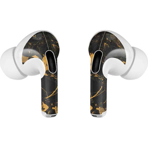 Black and Gold Scattered Marble AirPods Skins