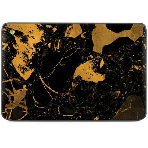 Black and Gold Scattered Marble HP Chromebook Skin