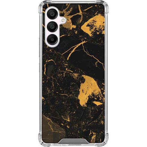 Black and Gold Scattered Marble Galaxy A16 5G Clear Case