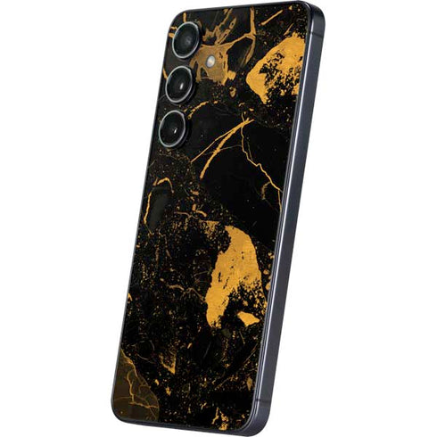 Black and Gold Scattered Marble Galaxy A16 5G Skin