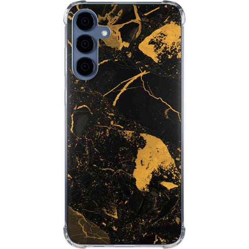 Black and Gold Scattered Marble Galaxy A35 5G Clear Case