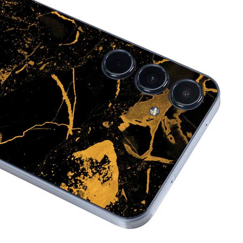 Black and Gold Scattered Marble Galaxy A35 5G Skin