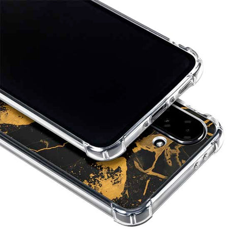 Black and Gold Scattered Marble Galaxy A36 5G Clear Case