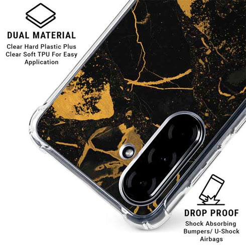Black and Gold Scattered Marble Galaxy A36 5G Clear Case