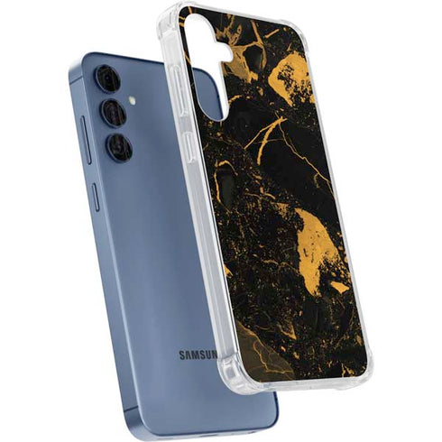 Black and Gold Scattered Marble Galaxy A55 5G Clear Case