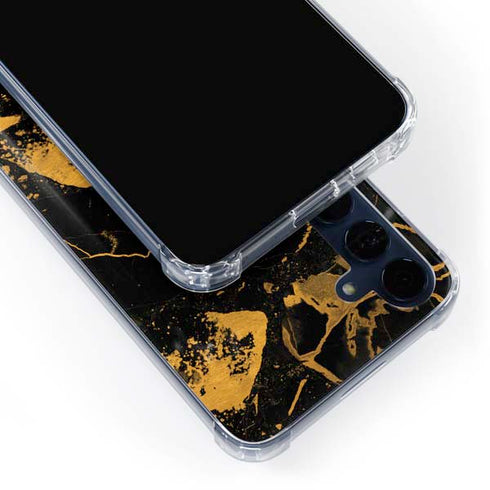 Black and Gold Scattered Marble Galaxy A55 5G Clear Case